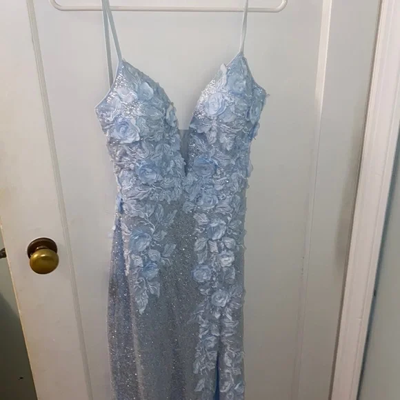 Sherri Hill | Dresses | Sherri Hill Blue Lacefloral Prom Dress | Poshmark
